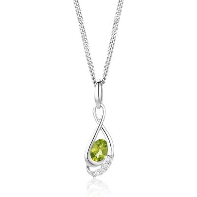 MIORE Collar colgante para mujer, Plata de ley 925/ bañada en oro de 18 quilates, Peridoto 0,68 ct y circonita cúbica, Colgante ovalado, Cadena curb 45 cm, Cierre de garra de langosta MIORE Collar colgante para mujer, Plata de ley 925/ bañada en oro de 18 quilates, Peridoto 0,68 ct y circonita cúbica, Colgante ovalado, Cadena curb 45 cm, Cierre de garra de langosta