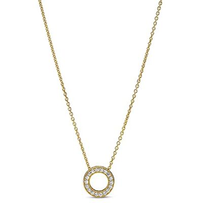 PANDORA Logo Pavé-Kreis Halskette Cadena de cuello para mujeres PANDORA Logo Pavé-Kreis Halskette Cadena de cuello para mujeres