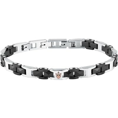 Maserati Ceramic Pulsera de Hombre Cadena Acero, Azul, Plateado, Medida 19 + 3 cm Maserati Ceramic Pulsera de Hombre Cadena Acero, Azul, Plateado, Medida 19 + 3 cm