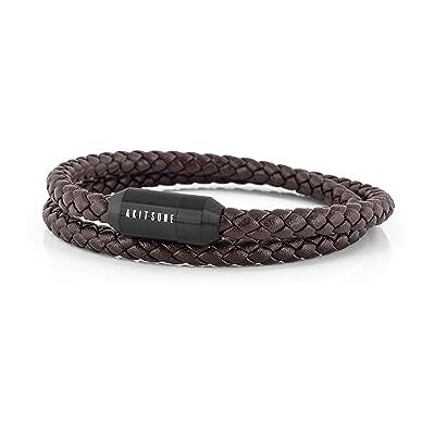 Akitsune Suprema Magnético Brazalete de Cuero Mujer Hombreas Hombre Acero Inoxidable Envuelto Doble Pulsera Negro Mate Plata Akitsune Suprema Magnético Brazalete de Cuero Mujer Hombreas Hombre Acero Inoxidable Envuelto Doble Pulsera Negro Mate Plata
