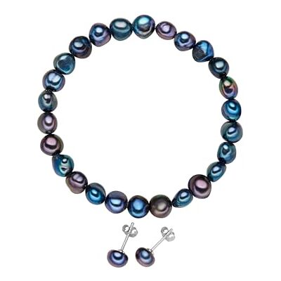 Valero Pearls Conjunto de joyería (pulsera + pendientes) Plata de ley 925 Perlas de agua dulce de cultivo Valero Pearls Conjunto de joyería (pulsera + pendientes) Plata de ley 925 Perlas de agua dulce de cultivo