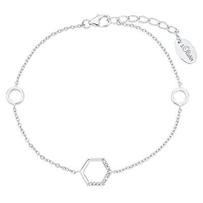s.Oliver Joya de plata de ley 925 para mujer, con circonitas sintéticas, de plata, viene en caja de regalo, Armband Hexagon, Metal precioso, Circonita cúbica s.Oliver Joya de plata de ley 925 para mujer, con circonitas sintéticas, de plata, viene en caja de regalo, Armband Hexagon, Metal precioso, Circonita cúbica