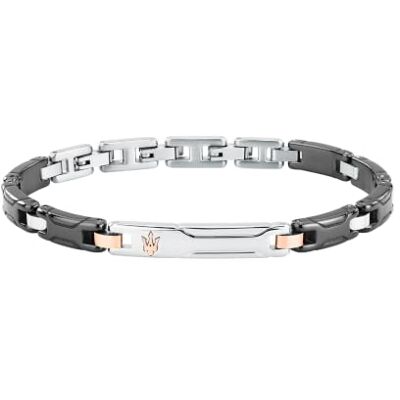 Maserati Ceramic Pulsera de Hombre Cadena Acero, Negro, Plata, Talla 18.5 cm Maserati Ceramic Pulsera de Hombre Cadena Acero, Negro, Plata, Talla 18.5 cm