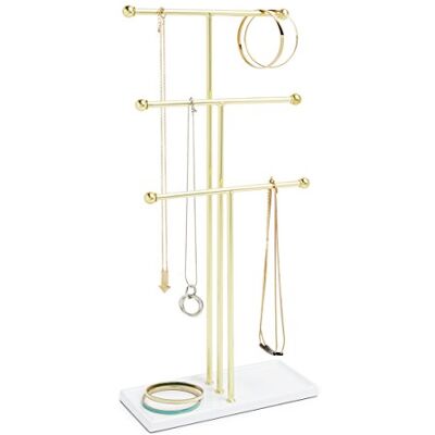 Umbra Trigem Soporte de joyería, Acero, Blanco/Dorado Umbra Trigem Soporte de joyería, Acero, Blanco/Dorado