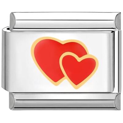Quiges Módulo de dije de estilo italiano de 9 mm, acero inoxidable, corazón rojo para pulseras italianas, Piedras preci Quiges Módulo de dije de estilo italiano de 9 mm, acero inoxidable, corazón rojo para pulseras italianas, Piedras preci