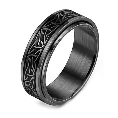 BlackAmazement Anillo giratorio de acero inoxidable 316L, triqueta, triqueta, vikingo, celta, plata, negro, dorado, para hombre y mujer BlackAmazement Anillo giratorio de acero inoxidable 316L, triqueta, triqueta, vikingo, celta, plata, negro, dorado, para hombre y mujer