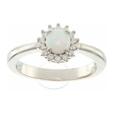 Brilio Silver Anillo Beautiful Silver Ring with Opal and zircons RI056W Circuit: 54 mm Marca Brilio Silver Anillo Beautiful Silver Ring with Opal and zircons RI056W Circuit: 54 mm Marca