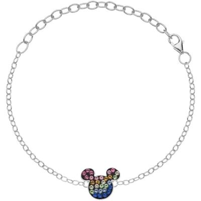 Disney girl bracelet Mickey Mouse Mickey Mouse 925 Silver and multicolor zircons BS00025SRML-55 Disney girl bracelet Mickey Mouse Mickey Mouse 925 Silver and multicolor zircons BS00025SRML-55
