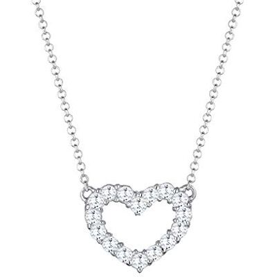 Elli Collar de plata de ley 925 chapado en oro con circonita de corazón de 45 cm de longitud Elli Collar de plata de ley 925 chapado en oro con circonita de corazón de 45 cm de longitud