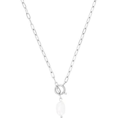 s.Oliver Collar para mujer con colgante de acero inoxidable con perla cultivada en agua dulce, 50 cm, caja de regalo plateada s.Oliver Collar para mujer con colgante de acero inoxidable con perla cultivada en agua dulce, 50 cm, caja de regalo plateada