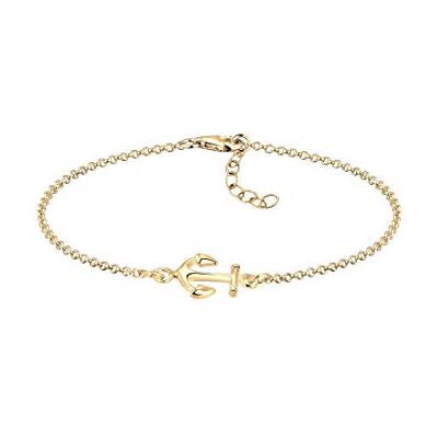 Elli Pulsera para mujer con ancla marítima en plata de ley 925, 17 cm, Corte facetado, No es una piedra preciosa Elli Pulsera para mujer con ancla marítima en plata de ley 925, 17 cm, Corte facetado, No es una piedra preciosa