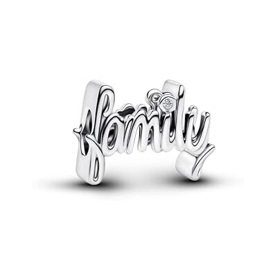 PANDORA Moments Charm de Escritura a Mano Family de Plata de Ley con Circonita, Compatible con Moments, PANDORA Moments Charm de Escritura a Mano Family de Plata de Ley con Circonita, Compatible con Moments,