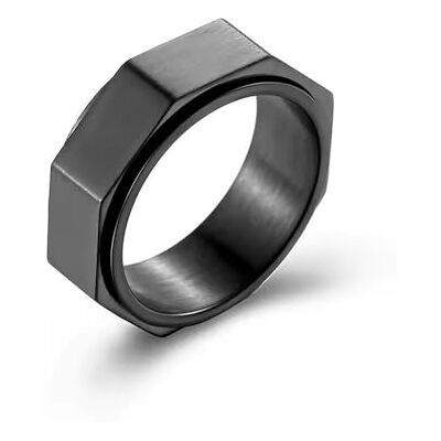 BlackAmazement Anillo giratorio de acero inoxidable, giratorio, hexágono, tuerca hexagonal, negro, plata, oro, motorista, hombre BlackAmazement Anillo giratorio de acero inoxidable, giratorio, hexágono, tuerca hexagonal, negro, plata, oro, motorista, hombre