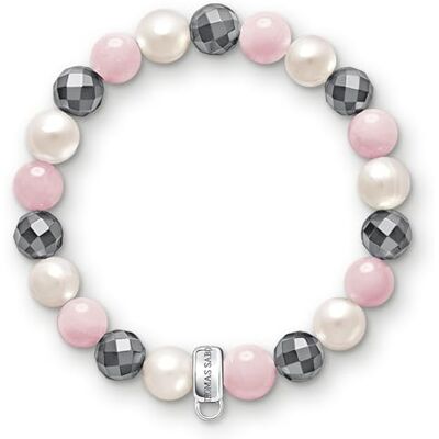 Thomas Sabo Pulsera con dijes Rosa/Blanco/Gris Plata de ley 925 Thomas Sabo Pulsera con dijes Rosa/Blanco/Gris Plata de ley 925