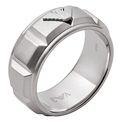 Giorgio Armani Anillo Para Hombre Sentimental, Longitud: 25mm, Altura: 9.5mm, Ancho: 25mm Anillo De Plata De Acero Inoxidable, EGS2908040 Giorgio Armani Anillo Para Hombre Sentimental, Longitud: 25mm, Altura: 9.5mm, Ancho: 25mm Anillo De Plata De Acero Inoxidable, EGS2908040