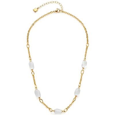 JEWELS BY LEONARDO Collar Ofira • Cadena de ancla de acero inoxidable dorado • Cinco perlas integradas de cristal de roca blanco • 42-47 cm de longitud • Regalo Joyería Mujer • JEWELS BY LEONARDO Collar Ofira • Cadena de ancla de acero inoxidable dorado • Cinco perlas integradas de cristal de roca blanco • 42-47 cm de longitud • Regalo Joyería Mujer •