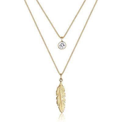 Elli Collares Pluma de Mujer Boho Cristales en Plata Esterlina 925 Bañada en Oro Elli Collares Pluma de Mujer Boho Cristales en Plata Esterlina 925 Bañada en Oro