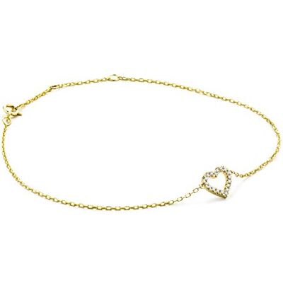 MIORE Pulsera para mujer con corazón, brazalete/cadena en oro amarillo/oro blanco de 9 quilates (375) con diamante brillante de 0,06 ct, 19 cm. MIORE Pulsera para mujer con corazón, brazalete/cadena en oro amarillo/oro blanco de 9 quilates (375) con diamante brillante de 0,06 ct, 19 cm.
