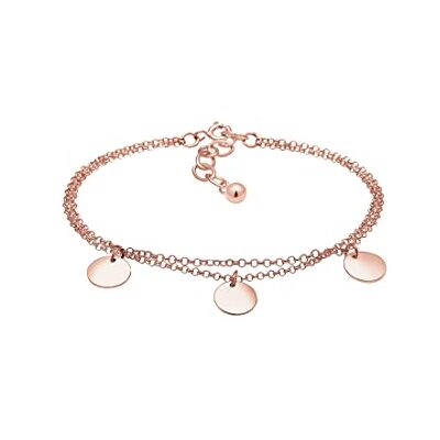 Elli Pulseras El trío de damas de capa circular Geo Platelet Trio en plata esterlina 925 Rosado bañado en oro Elli Pulseras El trío de damas de capa circular Geo Platelet Trio en plata esterlina 925 Rosado bañado en oro