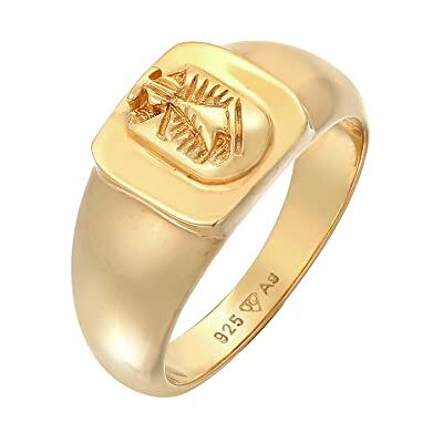 Kuzzoi Anillo de sello para hombre (10 mm) en plata de ley 925 chapada en oro, anillo rosa con escudo para el dedo meñique, anillo con escudo para hombres de talla 52 – 58, 0603640822 Kuzzoi Anillo de sello para hombre (10 mm) en plata de ley 925 chapada en oro, anillo rosa con escudo para el dedo meñique, anillo con escudo para hombres de talla 52 – 58, 0603640822