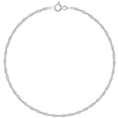 Planetys Tobillera de Plata de Ley 925 Rodiada Cadena Malla Singapur 2 mm de Ancho 23-24-25 cm de Longitud Planetys Tobillera de Plata de Ley 925 Rodiada Cadena Malla Singapur 2 mm de Ancho 23-24-25 cm de Longitud
