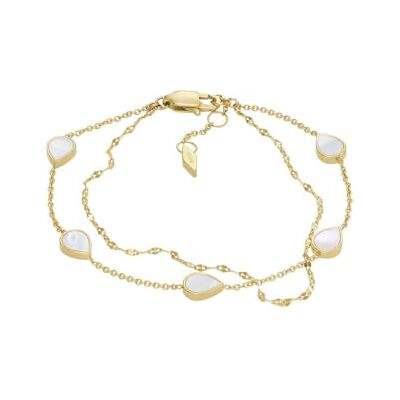Fossil Teardrop Pulsera de eslabones para mujer de nácar blanco, longitud total: 16,5 cm + 2,5 cm, acero inoxidable, sin piedras preciosas Fossil Teardrop Pulsera de eslabones para mujer de nácar blanco, longitud total: 16,5 cm + 2,5 cm, acero inoxidable, sin piedras preciosas
