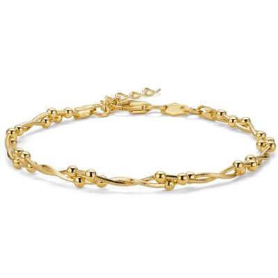 MIORE Pulsera Mujer Plata 925 Chapada en Oro de 18 Quilates, Pulsera Plata Mujer con Bolas, 18+3cm Cadena de Mano con Colgante de Bola, Joyería Hipoalergénica Hecha a Mano en Italia MIORE Pulsera Mujer Plata 925 Chapada en Oro de 18 Quilates, Pulsera Plata Mujer con Bolas, 18+3cm Cadena de Mano con Colgante de Bola, Joyería Hipoalergénica Hecha a Mano en Italia