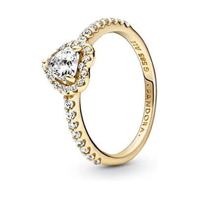 PANDORA Timeless Anillo con diseño de corazón de oro con circonitas cúbicas transparentes PANDORA Timeless Anillo con diseño de corazón de oro con circonitas cúbicas transparentes