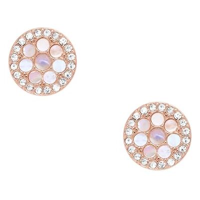 Fossil Pendientes de mujer de acero inoxidable en tono oro rosa con cierre de botón Fossil Pendientes de mujer de acero inoxidable en tono oro rosa con cierre de botón