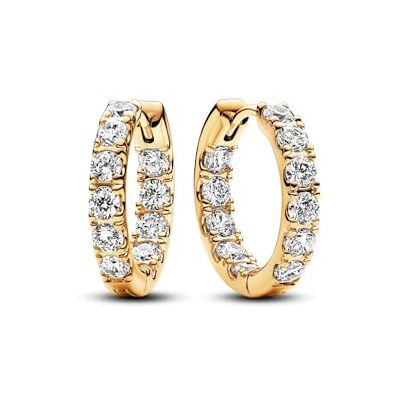 PANDORA Timeless Pendientes de aro chapados en oro de 14 quilates con circonitas cúbicas transparentes PANDORA Timeless Pendientes de aro chapados en oro de 14 quilates con circonitas cúbicas transparentes