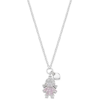 Amen Collar para niña con circonita, color blanco y rosa, mediano, plata de ley, circonita Amen Collar para niña con circonita, color blanco y rosa, mediano, plata de ley, circonita
