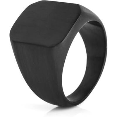 Akitsune Iustitia Anillo Sello de acero inoxidable de anillo para mujer, hombre, gran minimalista negro mate dorado Akitsune Iustitia Anillo Sello de acero inoxidable de anillo para mujer, hombre, gran minimalista negro mate dorado