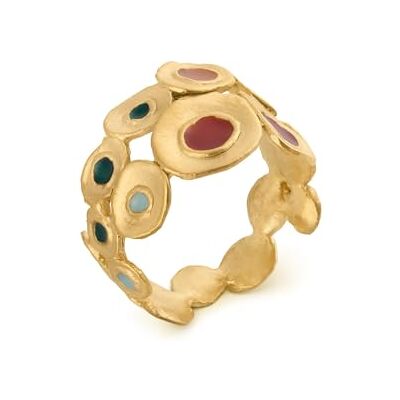 ANILLO DORADO FAVORITA COLORS Diseñado por Joidart Colección Favorita Colors Anillo simple de metal mate con baño de oro de 24 K con esmalte frío multicolor ANILLO DORADO FAVORITA COLORS Diseñado por Joidart Colección Favorita Colors Anillo simple de metal mate con baño de oro de 24 K con esmalte frío multicolor