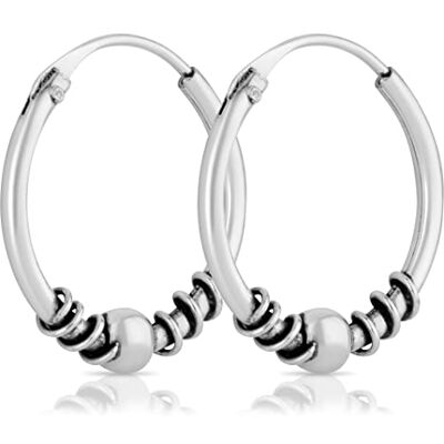 NKlaus par de Bali criollos bola 14mm 925 plata esterlina joyería medieval gótico NKlaus par de Bali criollos bola 14mm 925 plata esterlina joyería medieval gótico
