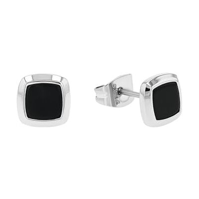 amor Pendientes de botón para Hombre en Acero inoxidable Plateado con Ágata Rectángulos Cuadrados Pendiente de Botón AMR-E0231 amor Pendientes de botón para Hombre en Acero inoxidable Plateado con Ágata Rectángulos Cuadrados Pendiente de Botón AMR-E0231