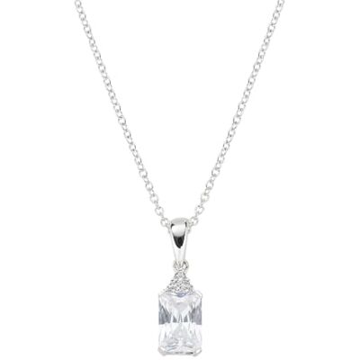 Amen Bijoux, Collar Princess, Collar Mujer Plata 925, Rodio con Zircon Colgante Azul, Regalo Mujer Amen Bijoux, Collar Princess, Collar Mujer Plata 925, Rodio con Zircon Colgante Azul, Regalo Mujer