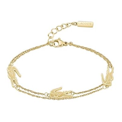 Lacoste Pulsera de Doble Cadena para Mujer Colección CROCODILE en Oro Amarillo con Charms en forma de Cocodrilo Lacoste Pulsera de Doble Cadena para Mujer Colección CROCODILE en Oro Amarillo con Charms en forma de Cocodrilo