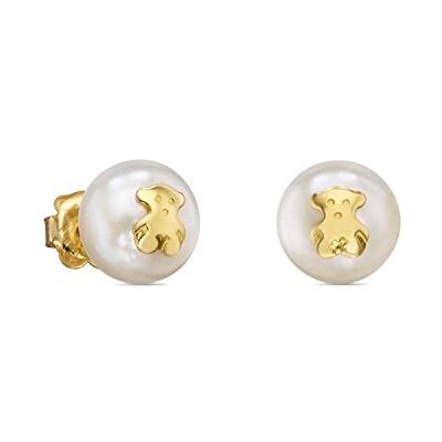 TOUS Pendientes de Oro de 18kt para Mujer con Perla Cultivada 1 cm, Elegante y atemporal, Colección Icon Pearl TOUS Pendientes de Oro de 18kt para Mujer con Perla Cultivada 1 cm, Elegante y atemporal, Colección Icon Pearl