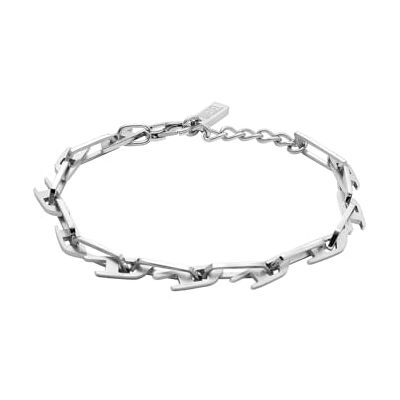 Diesel Pulsera de hombre de acero inoxidable en tono plateado con cierre de langosta, Gris Lava Diesel Pulsera de hombre de acero inoxidable en tono plateado con cierre de langosta, Gris Lava