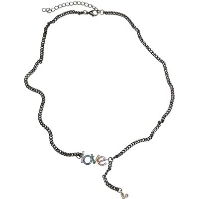 Urban Classics Collar Unisex Love Necklace Gunmetal One Size Urban Classics Collar Unisex Love Necklace Gunmetal One Size