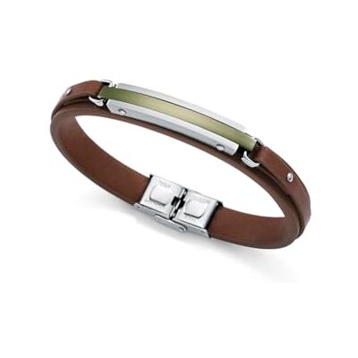 Viceroy Fashion Pulsera Hombre Piel Marrón, Placa Verde, 21.5 cm Viceroy Fashion Pulsera Hombre Piel Marrón, Placa Verde, 21.5 cm