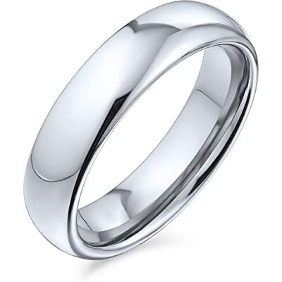 Bling Jewelry Anillo de boda de titanio para parejas sencillo y liso tipo cúpula pulido para hombre y mujer ajuste cómodo tono dorado 5MM Bling Jewelry Anillo de boda de titanio para parejas sencillo y liso tipo cúpula pulido para hombre y mujer ajuste cómodo tono dorado 5MM