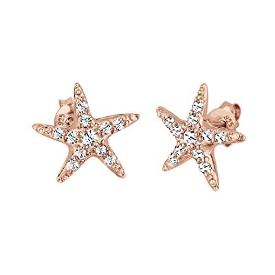 Elli Pendientes de plata de ley 925 con cristales de estrella de mar, Vidrio, Crystal Elli Pendientes de plata de ley 925 con cristales de estrella de mar, Vidrio, Crystal