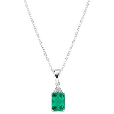Amen Bijoux, Collar Princess, Collar Mujer Plata 925, Rodio con Circón Colgante Verde, Regalo Mujer Amen Bijoux, Collar Princess, Collar Mujer Plata 925, Rodio con Circón Colgante Verde, Regalo Mujer