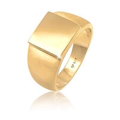 Kuzzoi Anillo para hombre chapado en oro, 11 mm, plata de ley 925, joya de motorista dorada con superficie rectangular pulida, talla 54-66 0607352420 Kuzzoi Anillo para hombre chapado en oro, 11 mm, plata de ley 925, joya de motorista dorada con superficie rectangular pulida, talla 54-66 0607352420