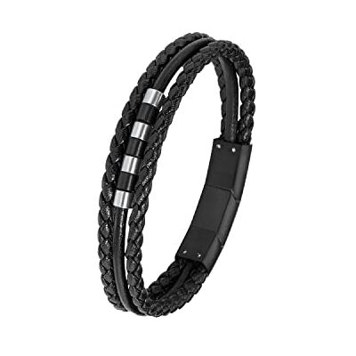 s.Oliver pulsera de acero inoxidable de cuero niños niños brazo joyas, 16,5+1,5 cm, bicolor, Viene en caja de regalo de joyería s.Oliver pulsera de acero inoxidable de cuero niños niños brazo joyas, 16,5+1,5 cm, bicolor, Viene en caja de regalo de joyería