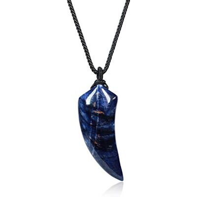 COAI Collar con Colgante Amuleto de Protección Diente de Lobo de Piedra Semipreciosa Natural COAI Collar con Colgante Amuleto de Protección Diente de Lobo de Piedra Semipreciosa Natural