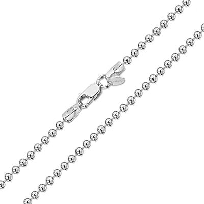 Amberta Cadena de Bolas en Plata de Ley 925 para Mujer 2 mm Amberta Cadena de Bolas en Plata de Ley 925 para Mujer 2 mm