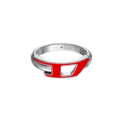 Diesel Anillo para Hombre con Logotipo D Oval, Acero inoxidable tono plata Diesel Anillo para Hombre con Logotipo D Oval, Acero inoxidable tono plata