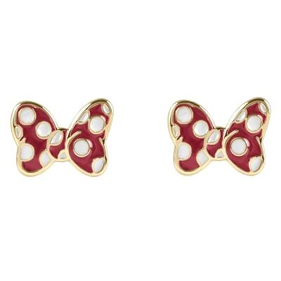 Disney Minnie Mouse Pendientes de tuerca chapados en oro con diseño de lunares rojos para niñas, talla única, Latón chapado en oro, No es una piedra preciosa Disney Minnie Mouse Pendientes de tuerca chapados en oro con diseño de lunares rojos para niñas, talla única, Latón chapado en oro, No es una piedra preciosa